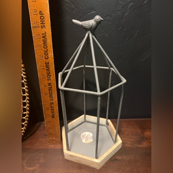 Pier One Imports Birds Nest Cage Lantern Candle Holder Metal & Wooden Plantero - Picture 10 of 11